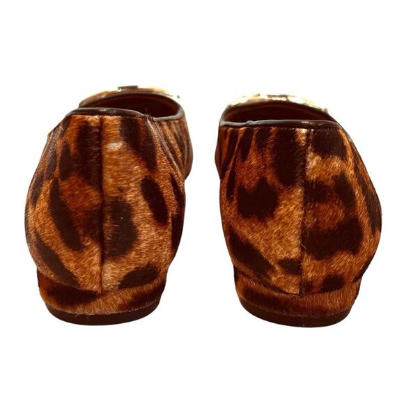 Talbots Women’s Sz 6.5 Brown Leopard Square Toe Flats Shoes Calf Hair Buckle - Picture 9 of 11